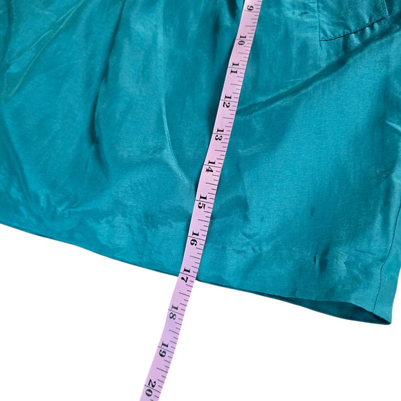 Club Monaco Skirt XS Teal Blue A Line Cotton Silk Casual Metallic Above Knee - Picture 8 of 8